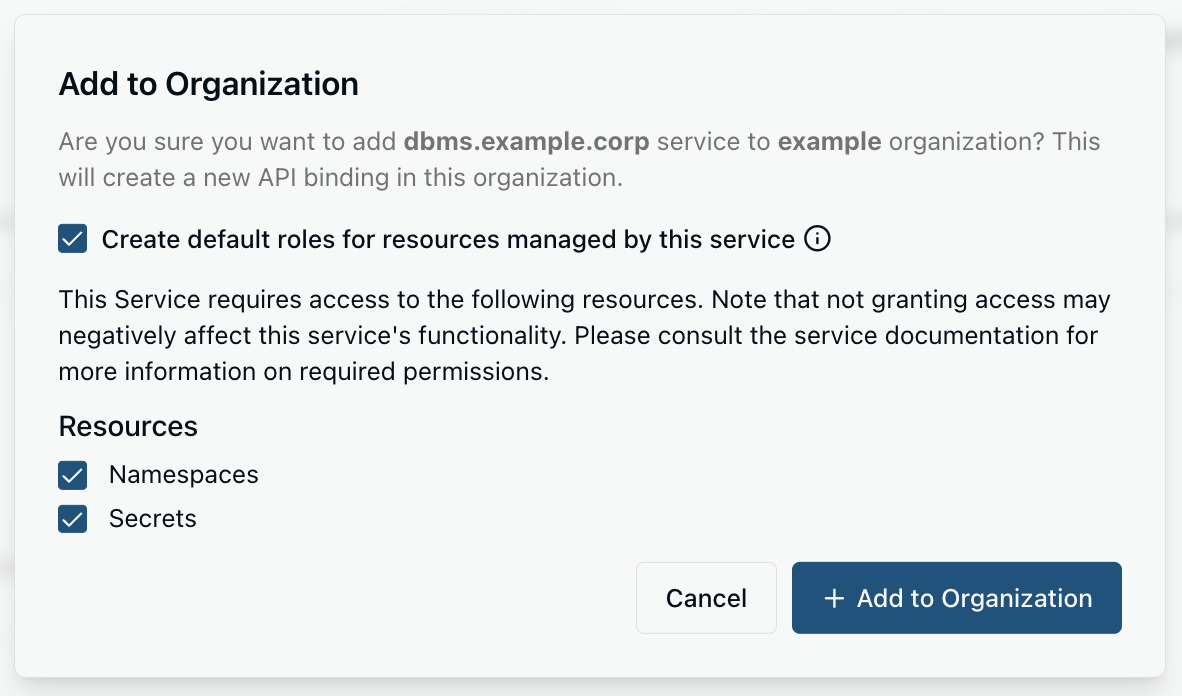Add Service Wizard
